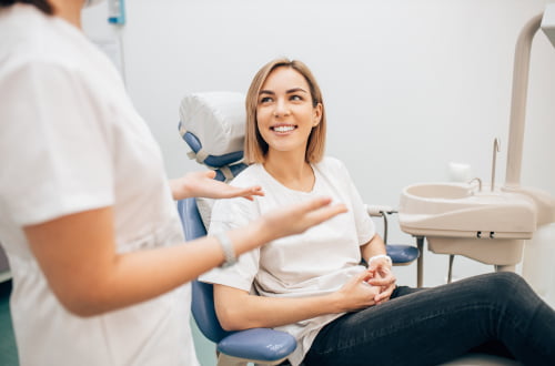 Patient sitting in a dental chair during a routine dental visit related to ongoing CDCP coverage in Vaughan