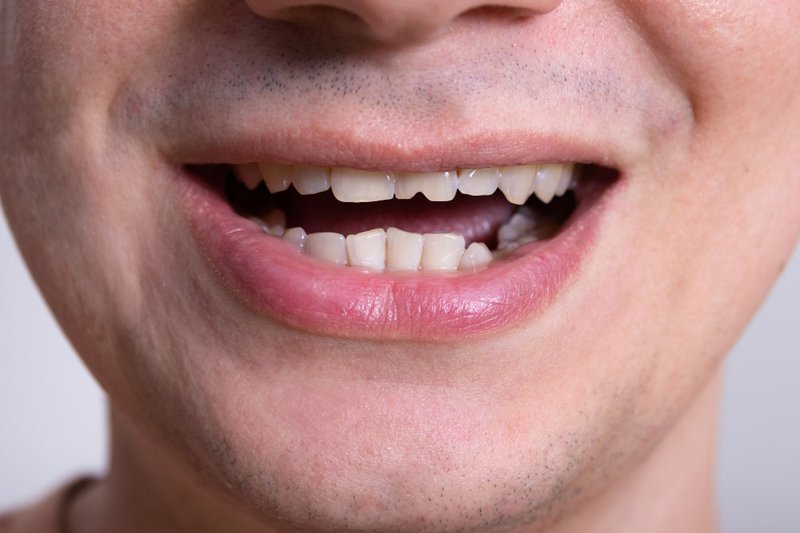 Canadian patient with a chipped tooth before a composite bonding procedure